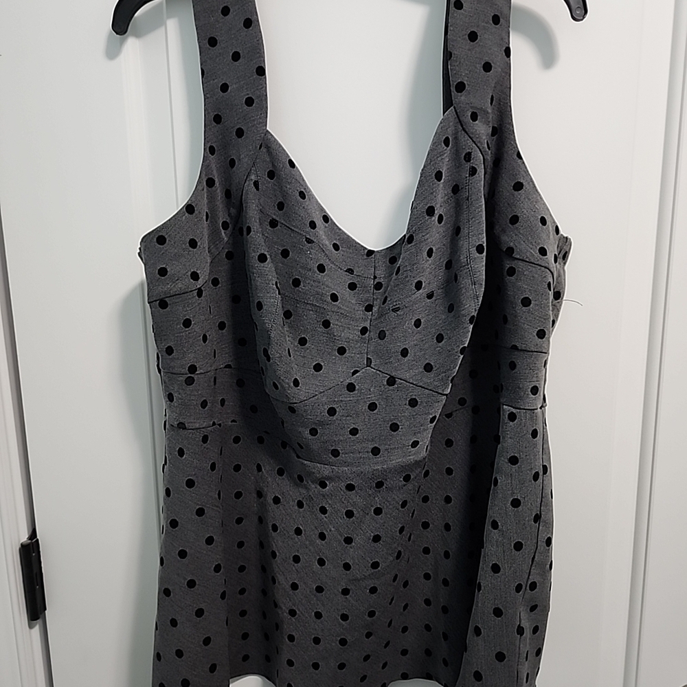 Torrid Gray Sleeveless Top with Black Polka Dots